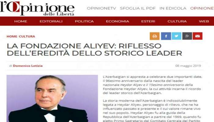 İtaliya mətbuatı Heydər Əliyevdən yazdı