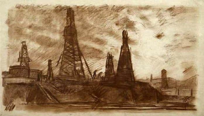 Нефтяная тематика Баку в рисунках классика советской живописи С. Герасимова (ФОТО)