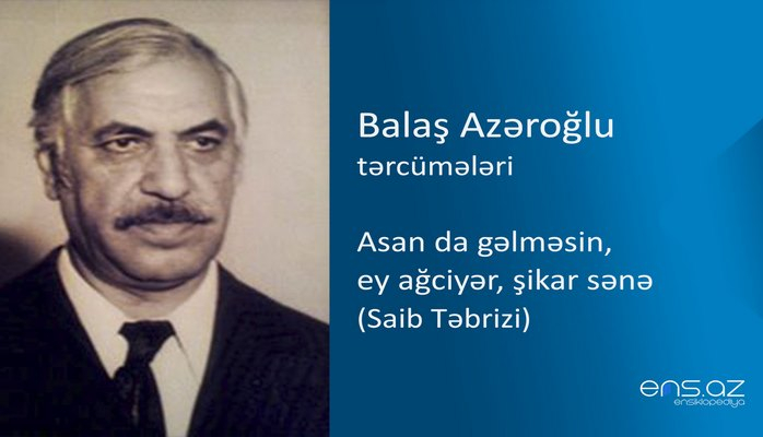 Balaş Azəroğlu - Asan da gǝlmǝsin, ey ağciyǝr, şikar sǝnǝ