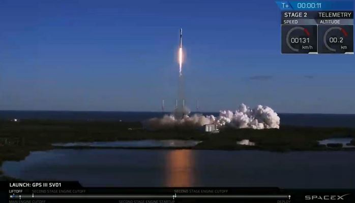 "Falcon 9" raket daşıyıcısı ən yeni GPS geolokasiya peyki ilə fəzaya buraxılıb