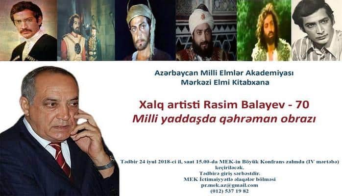Rasim Balayevin yubileyi keçiriləcək