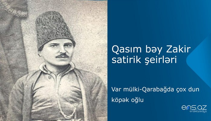 Qasım bəy Zakir - Var mülki-Qarabağda çox dun köpək oğlu