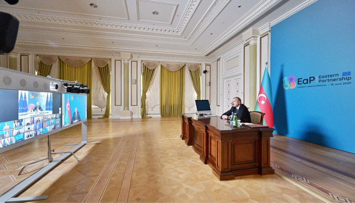 Президент Ильхам Алиев принял участие в саммите стран "Восточного партнерства" в формате видеоконференции