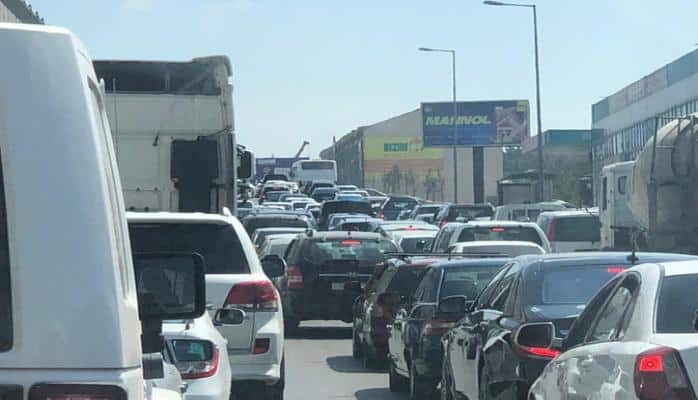 Sumqayıt - Bakı yolunda güclü tıxac yaranıb