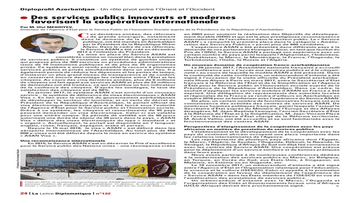 “ASAN xidmət”in fəaliyyəti Fransa mətbuatında