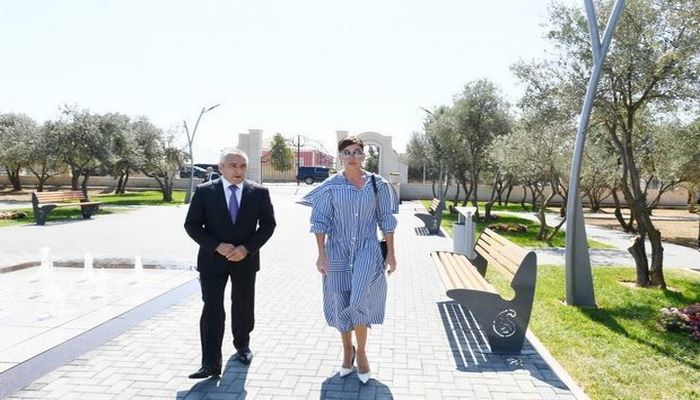Мехрибан Алиева ознакомилась с новым парком в поселке Кюрдаханы