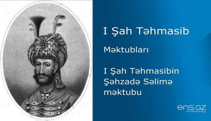 I Şah Təhmasib - I Şah Təhmasibin Şəhzadə Səlimə məktubu