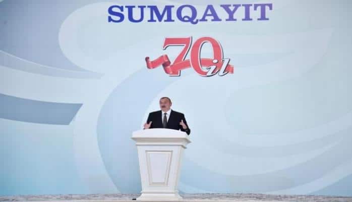 Prezident İlham Əliyev Sumqayıtın 70 illiyinə həsr olunmuş tədbirdə iştirak edib