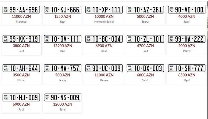 Azərbaycanda avtomobil qiymətinə satılan nömrələr - AÇIQLAMA