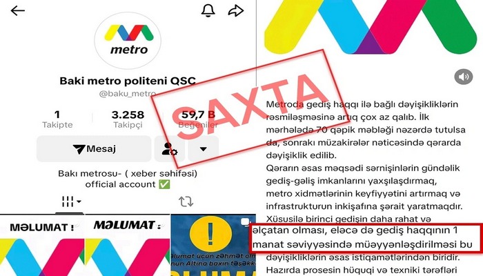 Bakı metrosunda gediş haqqının artdığını deyən SAXTA SƏHİFƏ yaranıb - Qurum HƏRƏKƏTƏ KEÇDİ