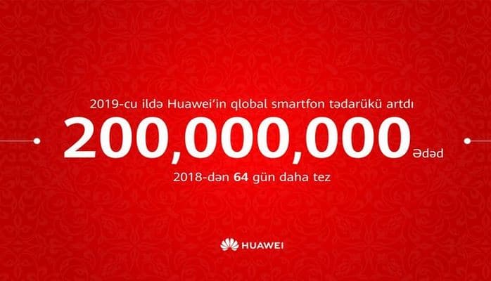 “Huawei” şirkəti 2019-cu ildə 200 milyon smartfon satmaqla rekorda imza atıb