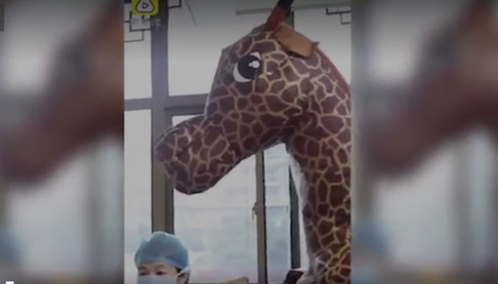 Çinli koronavirusdan qorunmaq üçün zürafə kostyumu geyinmək qərarına gəldi