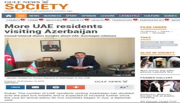Vizaların hava limanlarında rəsmiləşdirilməsinə başlanmasından sonra Azərbaycana gələn BƏƏ rezidentlərinin sayı iki dəfə artıb
