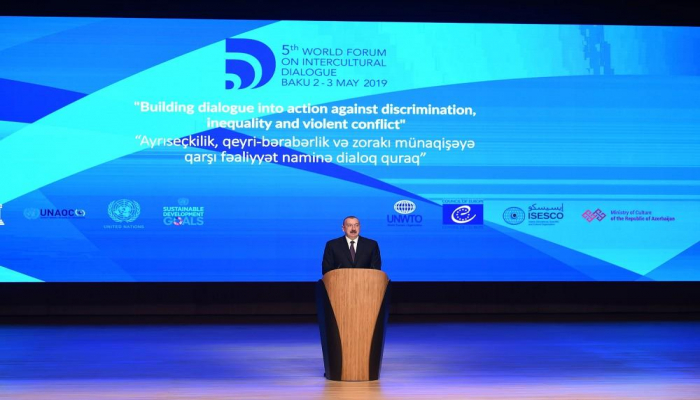 Президент Ильхам Алиев и Первая леди Мехрибан Алиева приняли участие в открытии V Всемирного форума межкультурного диалога в Баку