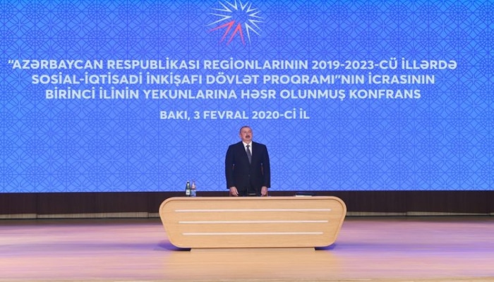 Prezident İlham Əliyev regionların 2019-2023-cü illərdə sosial-iqtisadi inkişafı Dövlət Proqramının icrasının I ilinin yekunlarına həsr olunan konfransda iştirak edib