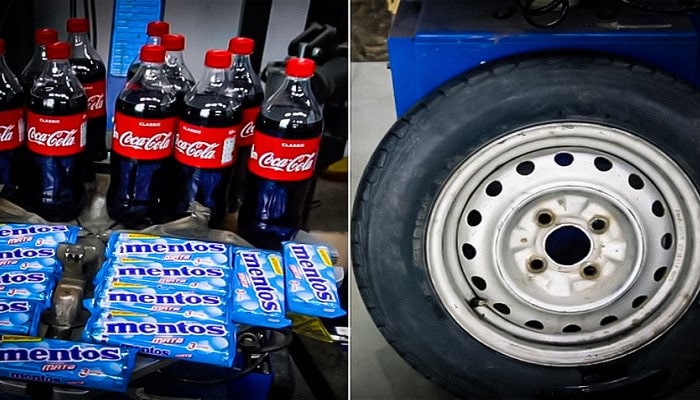 Coca-Cola və Mentosla təkərləri doldurmaq mümkündürmü?
