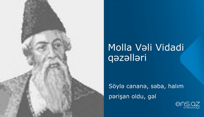 Molla Vəli Vidadi - Söylə cananə, səba, halım pərişan oldu, gəl