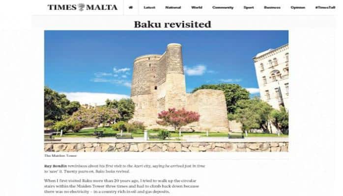 Maltanın UNESKO üzrə Milli Komissiyasının sədri Bakıya 20 il əvvəlki və indiki səfəri barədə məqalə yazıb