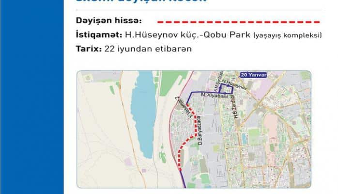 Bakıda daha iki marşrut xətti üzrə hərəkət sxemi dəyişdirilib