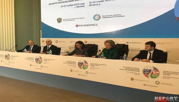Mehriban Əliyeva Rusiya-Azərbaycan Regionlararası Forumun plenar iclasında iştirak edib