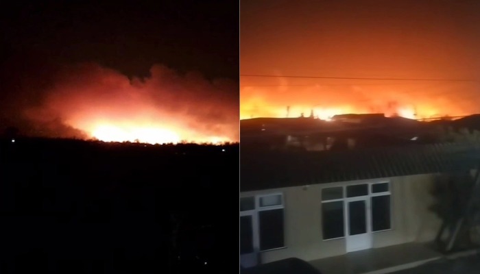 Füzuli-Horadiz ərazisində güclü yanğın: Tüstüdən zəhərlənən var