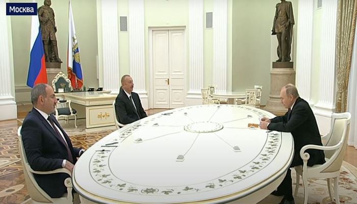 İlham Əliyev, Putin və Paşinyan arasında görüş başladı