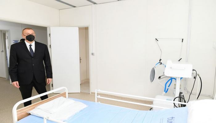 Президент Ильхам Алиев ознакомился с условиями, созданными в больнице модульного типа в Шеки