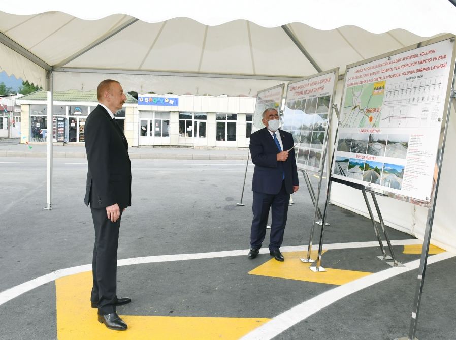 Президент Ильхам Алиев принял участие в открытии  автодороги Амирван-Вандам в Габалинском районе