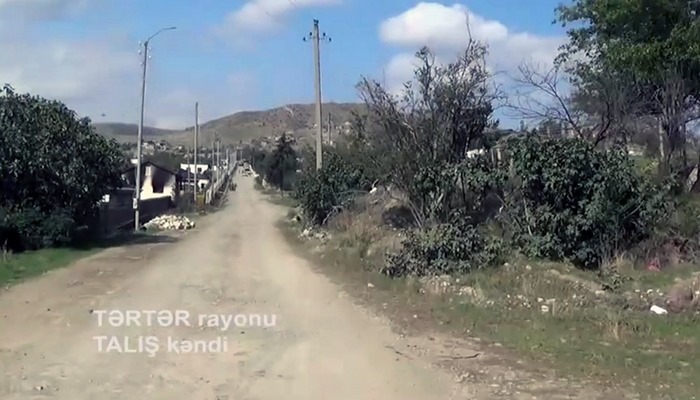 Tərtər rayonunun işğaldan azad olunan Talış kəndinin videogörüntüsü