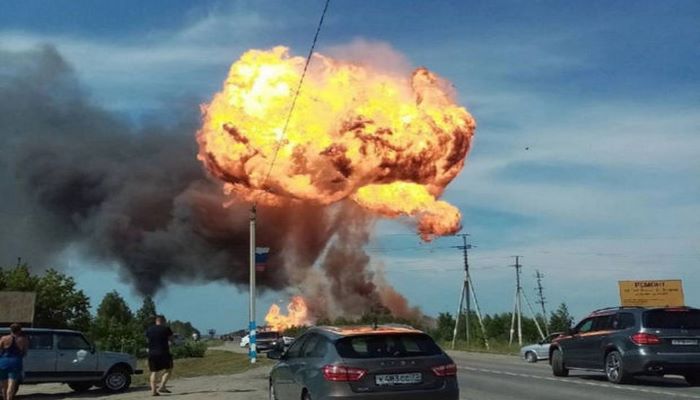 Ukrayna dronu Rusiya ərazisindəki YDM-i vurdu, güclü yanğına səbəb oldu